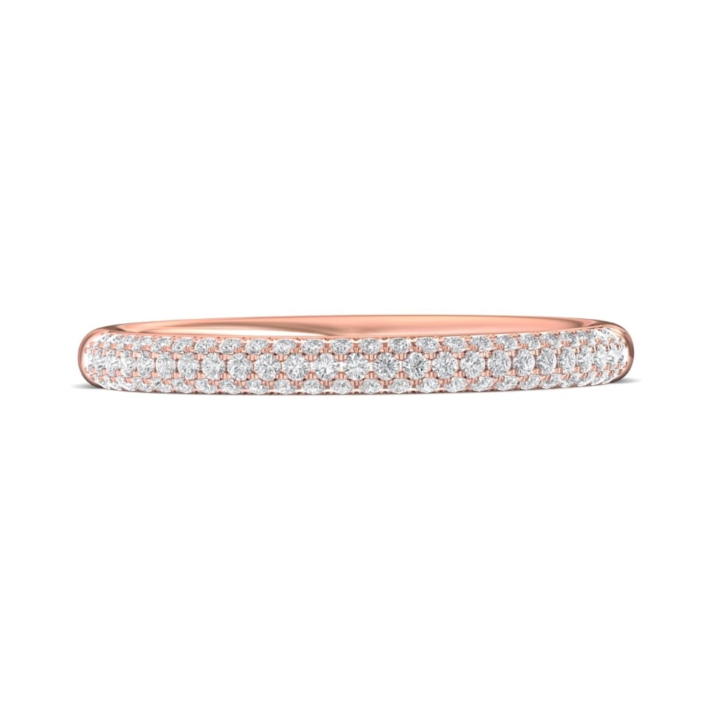 FlyerFit® 18K Pink Gold Micropave Wedding Band