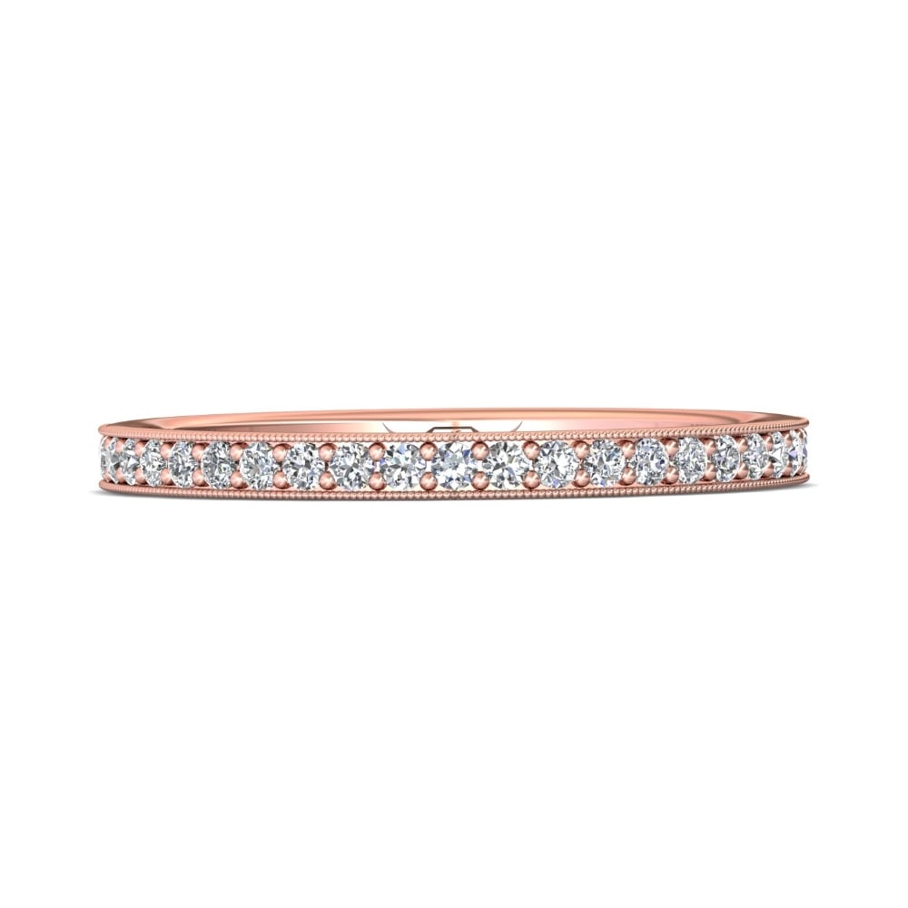 FlyerFit® 14K Pink Gold Micropave Bead Set Wedding Band