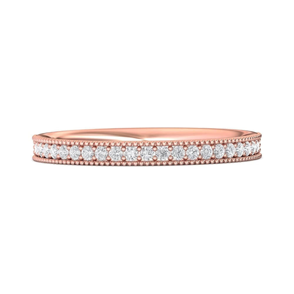 FlyerFit® 18K Pink Gold Micropave Bead Set Wedding Band