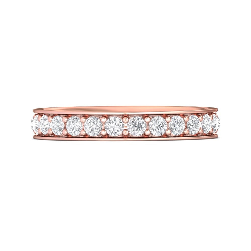 FlyerFit® 14K Pink Gold Micropave Bead Set Wedding Band