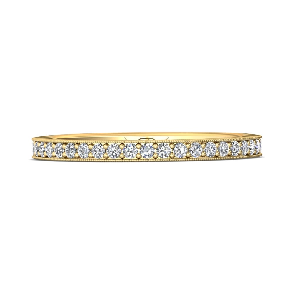 FlyerFit® 14K Yellow Gold Micropave Bead Set Wedding Band