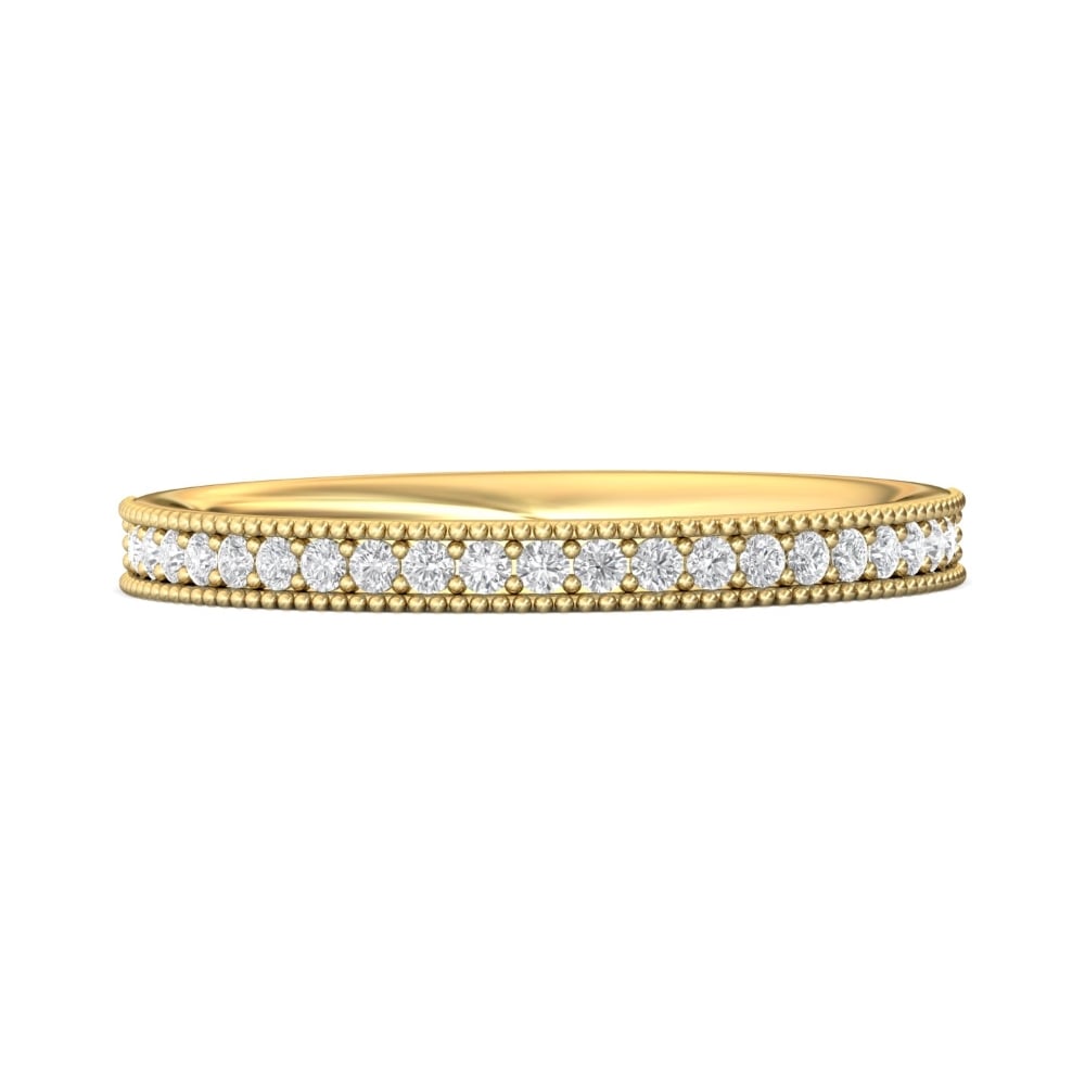 FlyerFit® 14K Yellow Gold Micropave Bead Set Wedding Band