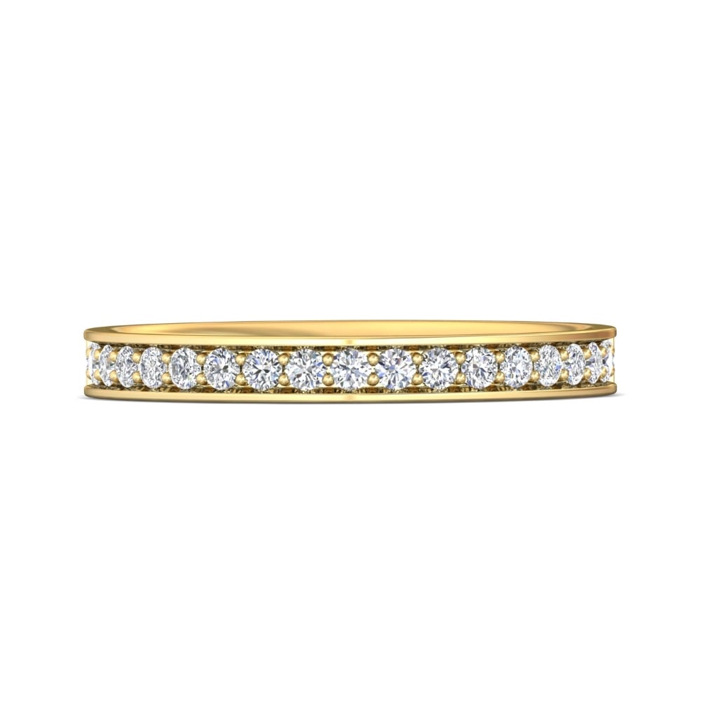 FlyerFit® 14K Yellow Gold Micropave Bead Set Wedding Band