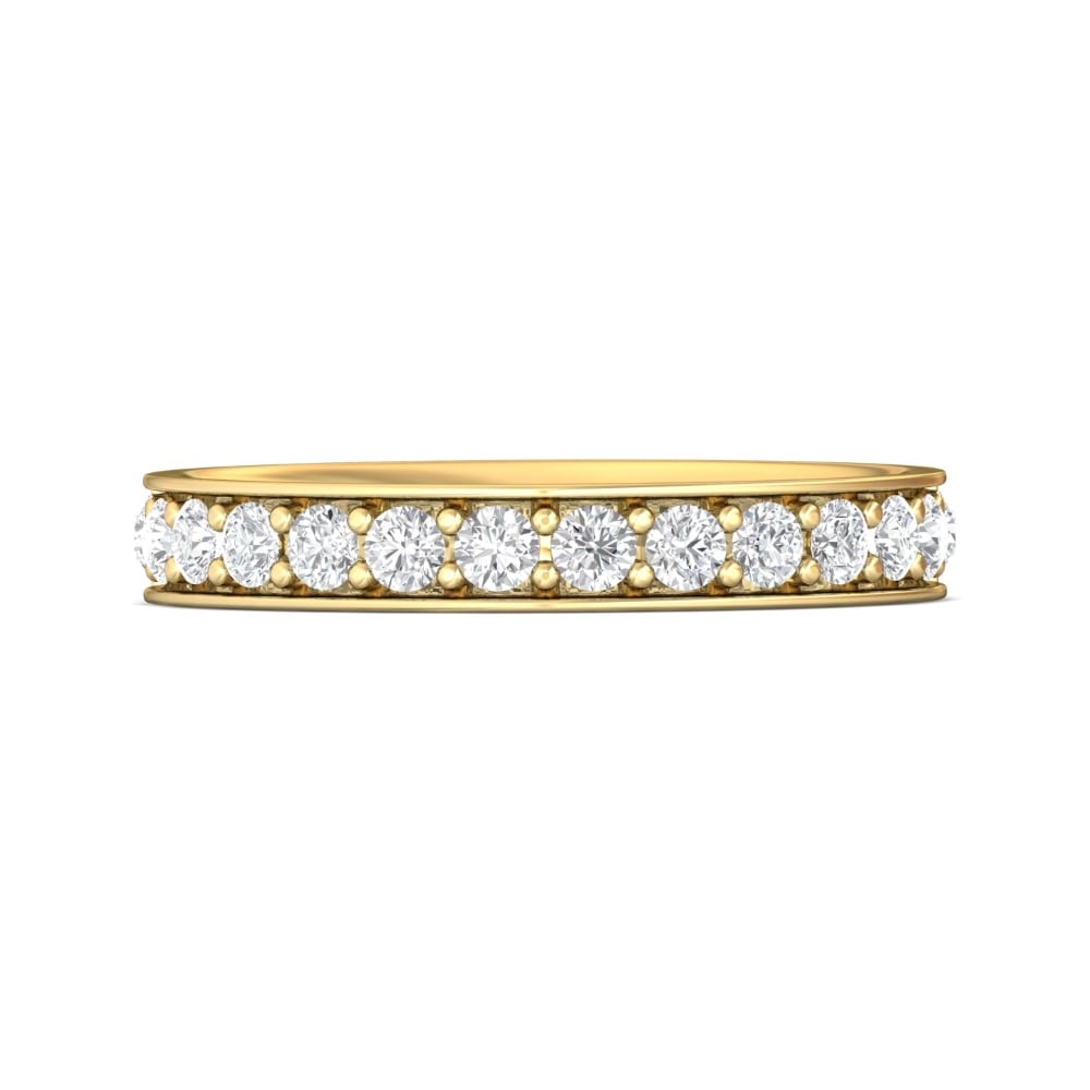 FlyerFit® 14K Yellow Gold Micropave Bead Set Wedding Band