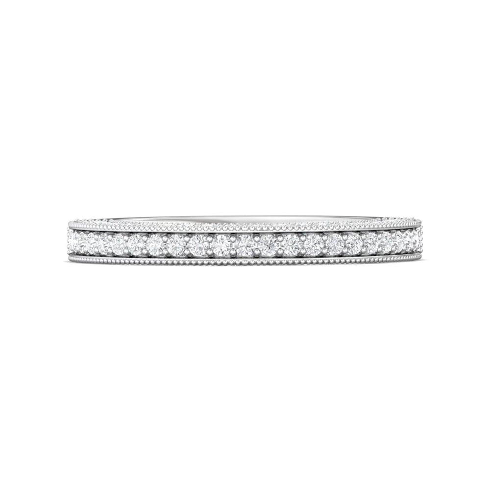 FlyerFit® 14K White Gold Micropave Bead Set Wedding Band