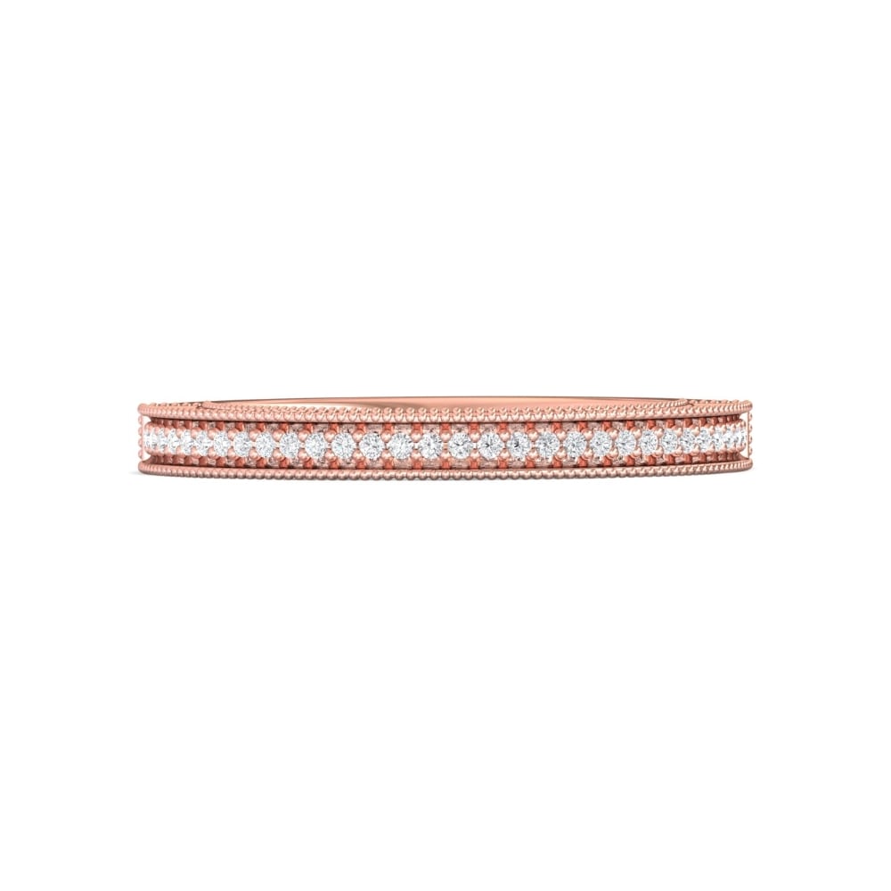 FlyerFit® 18K Pink Gold Micropave Bead Set Wedding Band