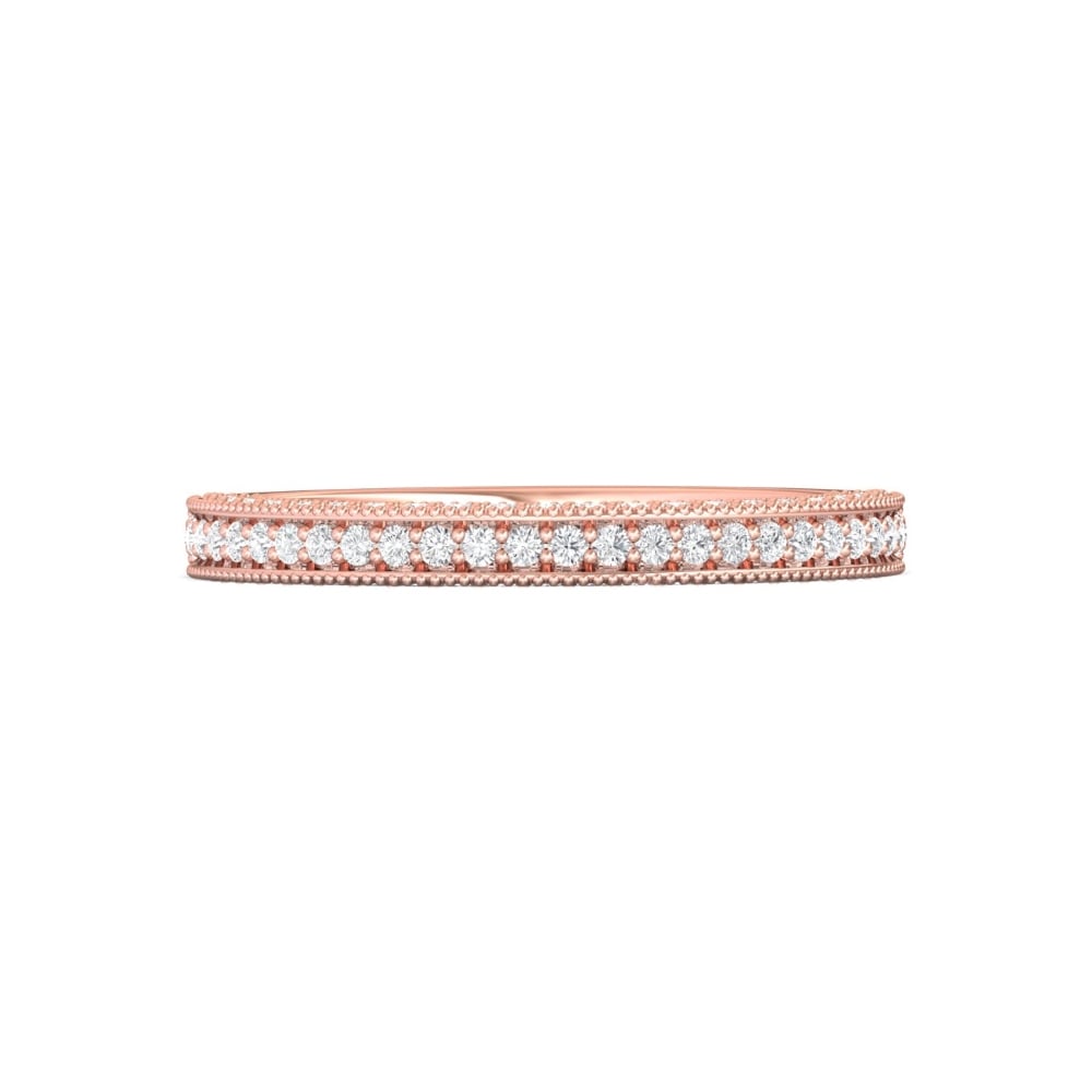 FlyerFit® 18K Pink Gold Micropave Bead Set Wedding Band