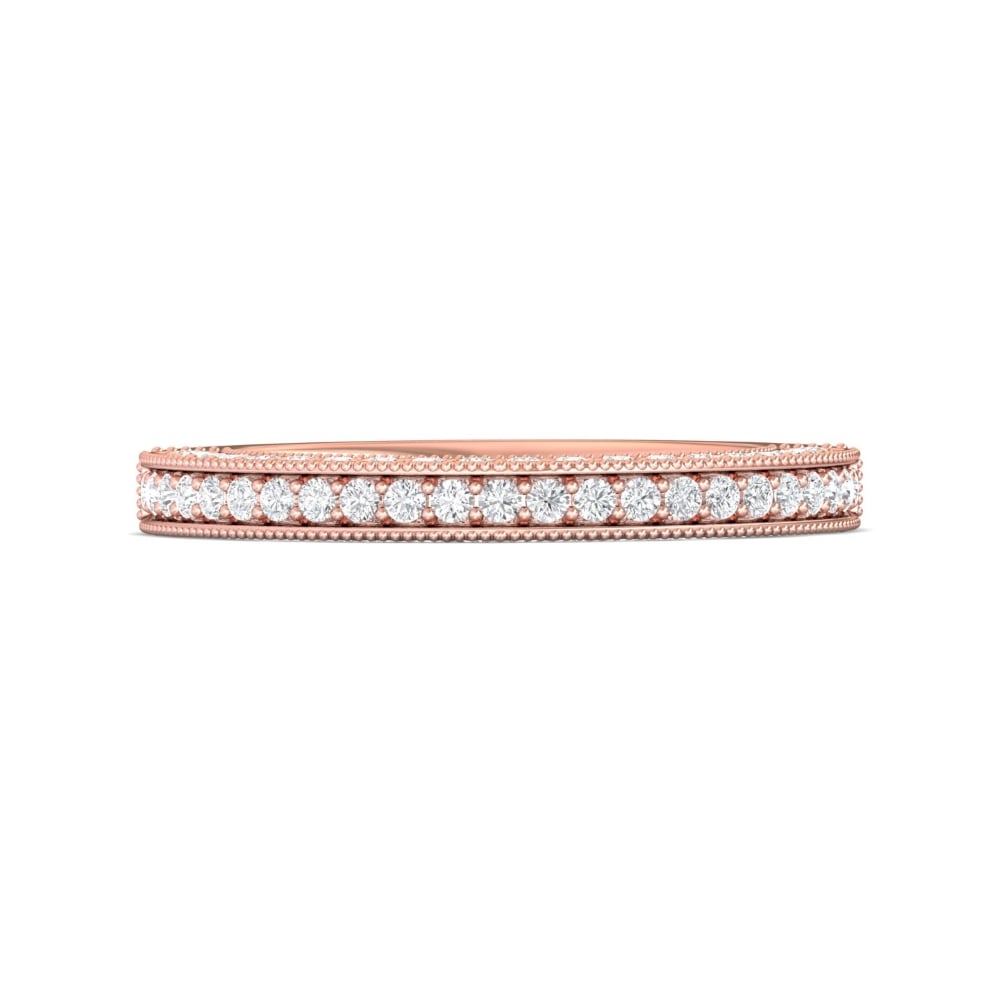 FlyerFit® 18K Pink Gold Micropave Bead Set Wedding Band