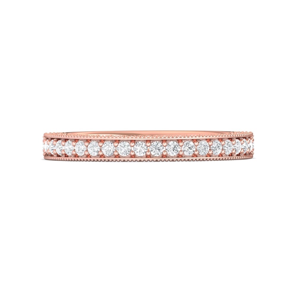 FlyerFit® 14K Pink Gold Micropave Bead Set Wedding Band