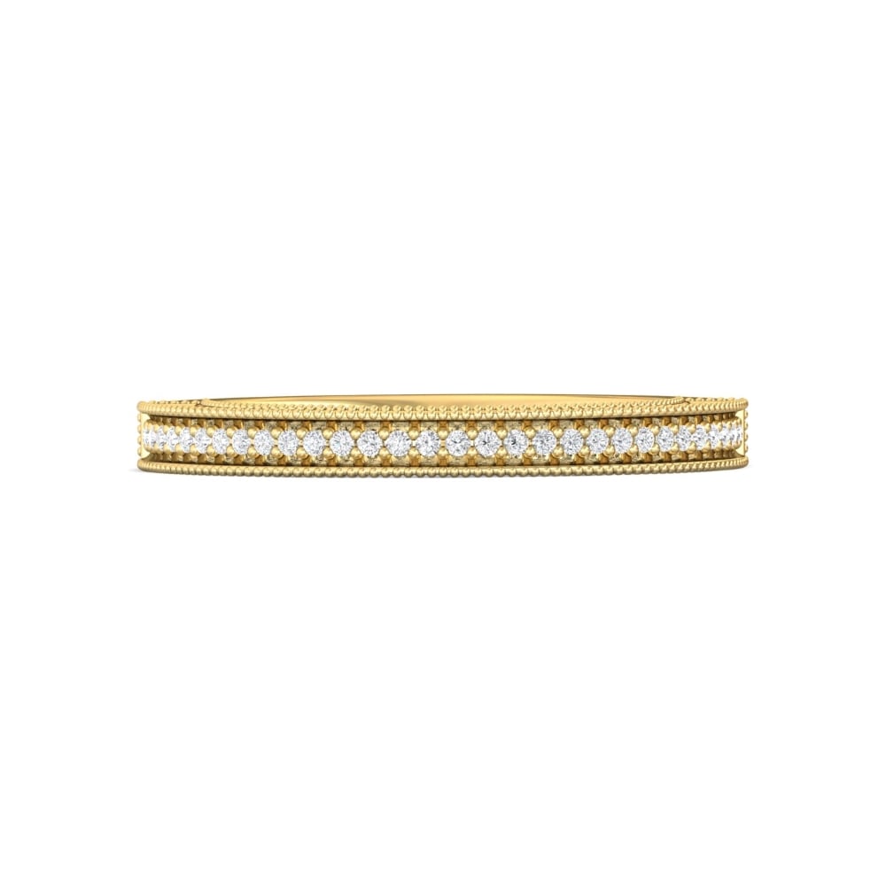 FlyerFit® 14K Yellow Gold Micropave Bead Set Wedding Band