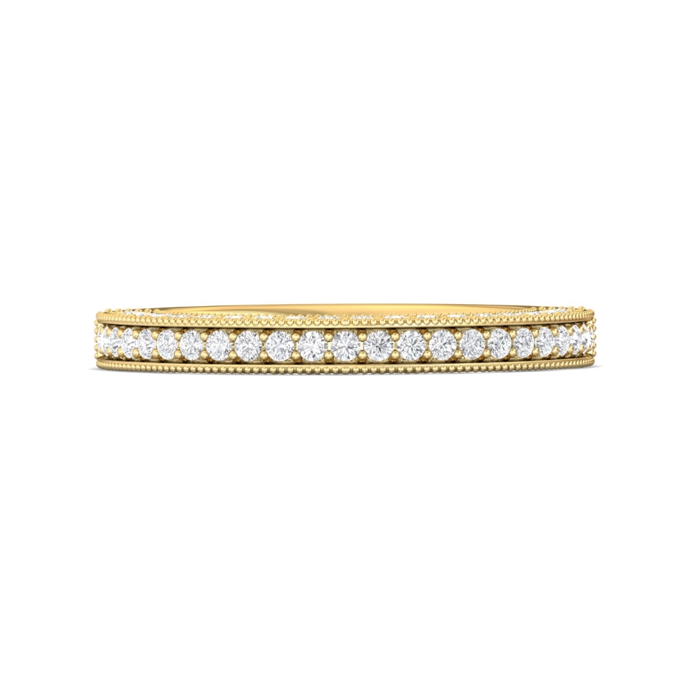 FlyerFit® 18K Yellow Gold Micropave Bead Set Wedding Band