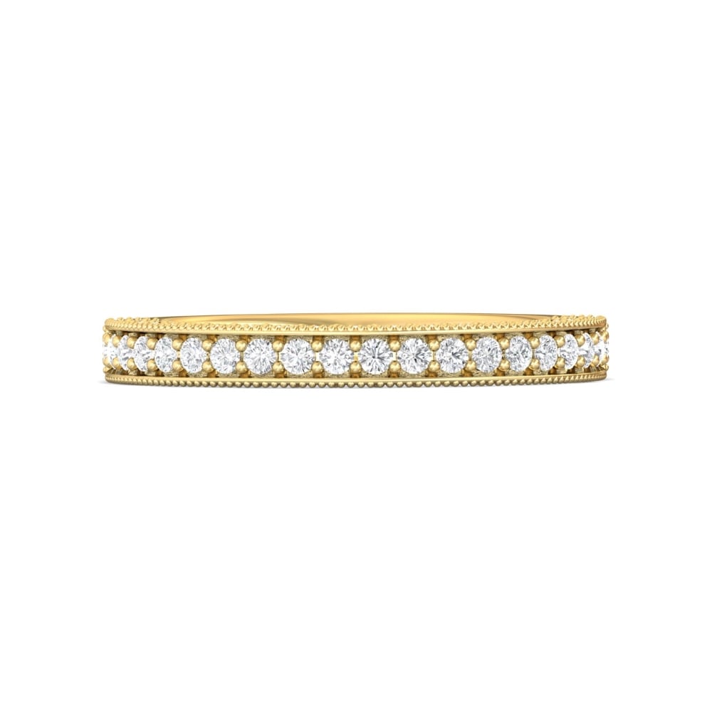 FlyerFit® 14K Yellow Gold Micropave Bead Set Wedding Band