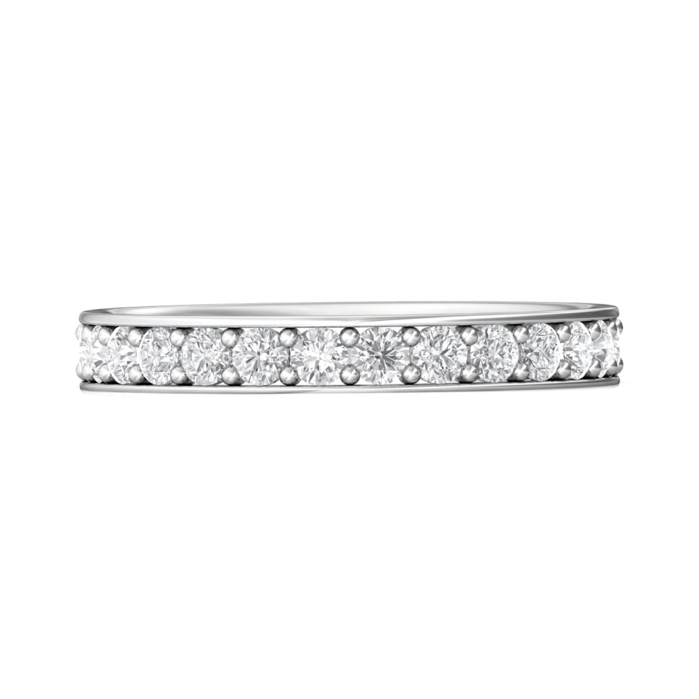 FlyerFit® 18K White Gold Micropave Bead Set Wedding Band