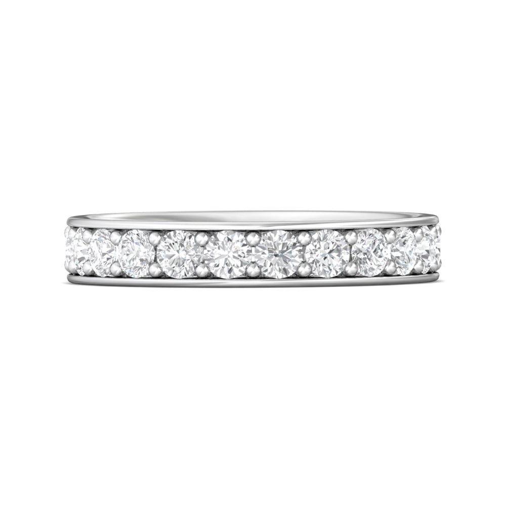 FlyerFit® 14K White Gold Micropave Bead Set Wedding Band