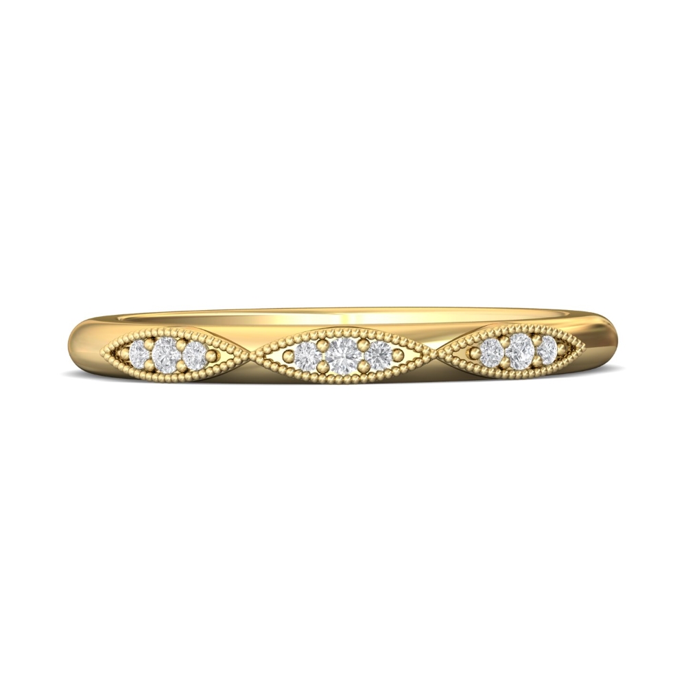 FlyerFit® 14K Yellow Gold Micropave Bead Set Wedding Band