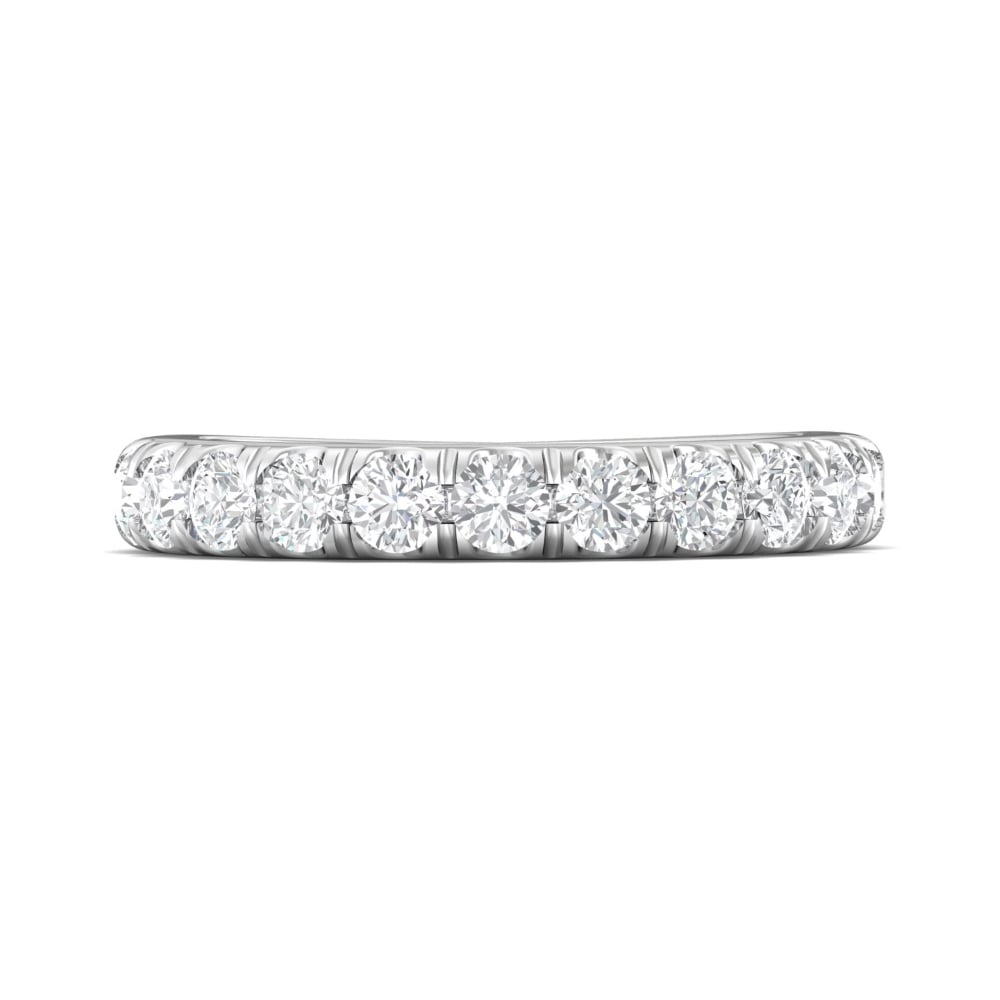 FlyerFit® 18K White Gold Micropave Cutdown Wedding Band