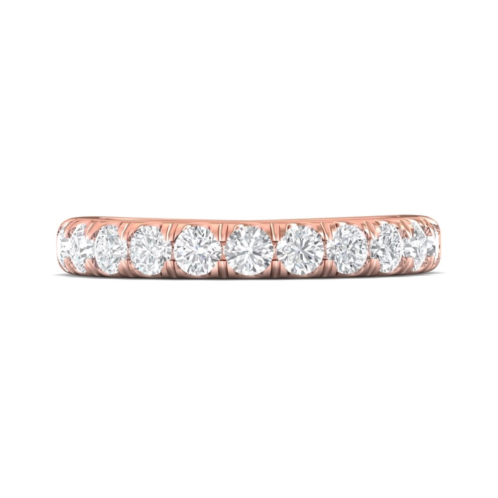 FlyerFit® 18K Pink Gold Micropave Cutdown Wedding Band