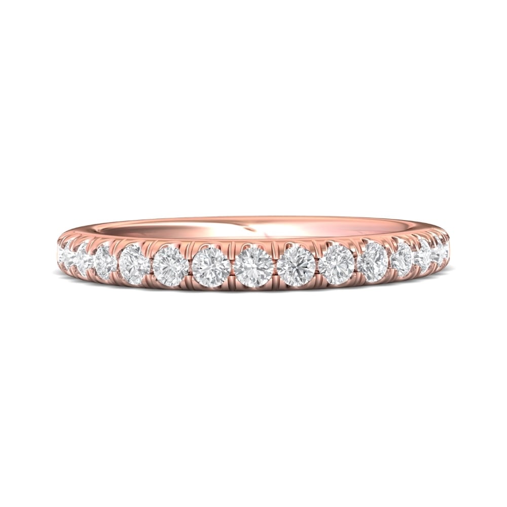 FlyerFit® 18K Pink Gold Micropave Cutdown Wedding Band