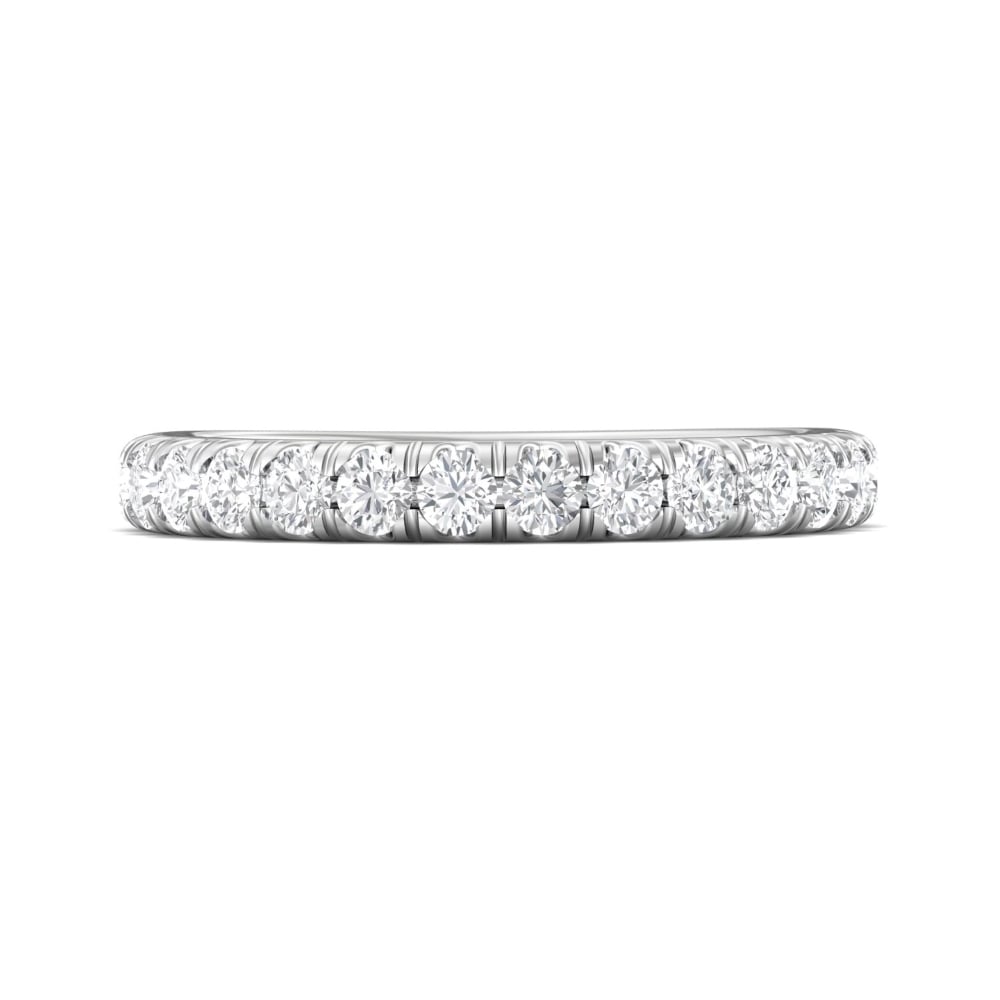 FlyerFit® 18K White Gold Micropave Cutdown Wedding Band