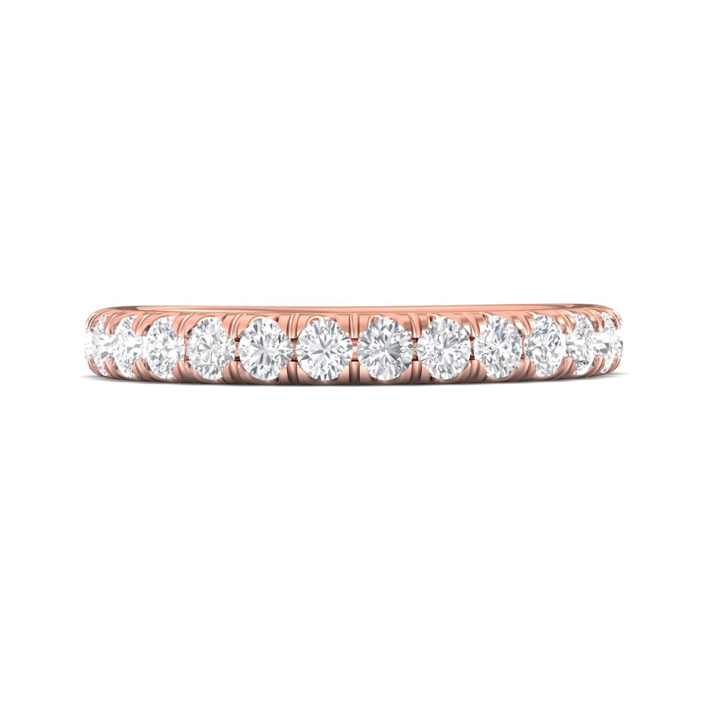 FlyerFit® 14K Pink Gold Micropave Cutdown Wedding Band