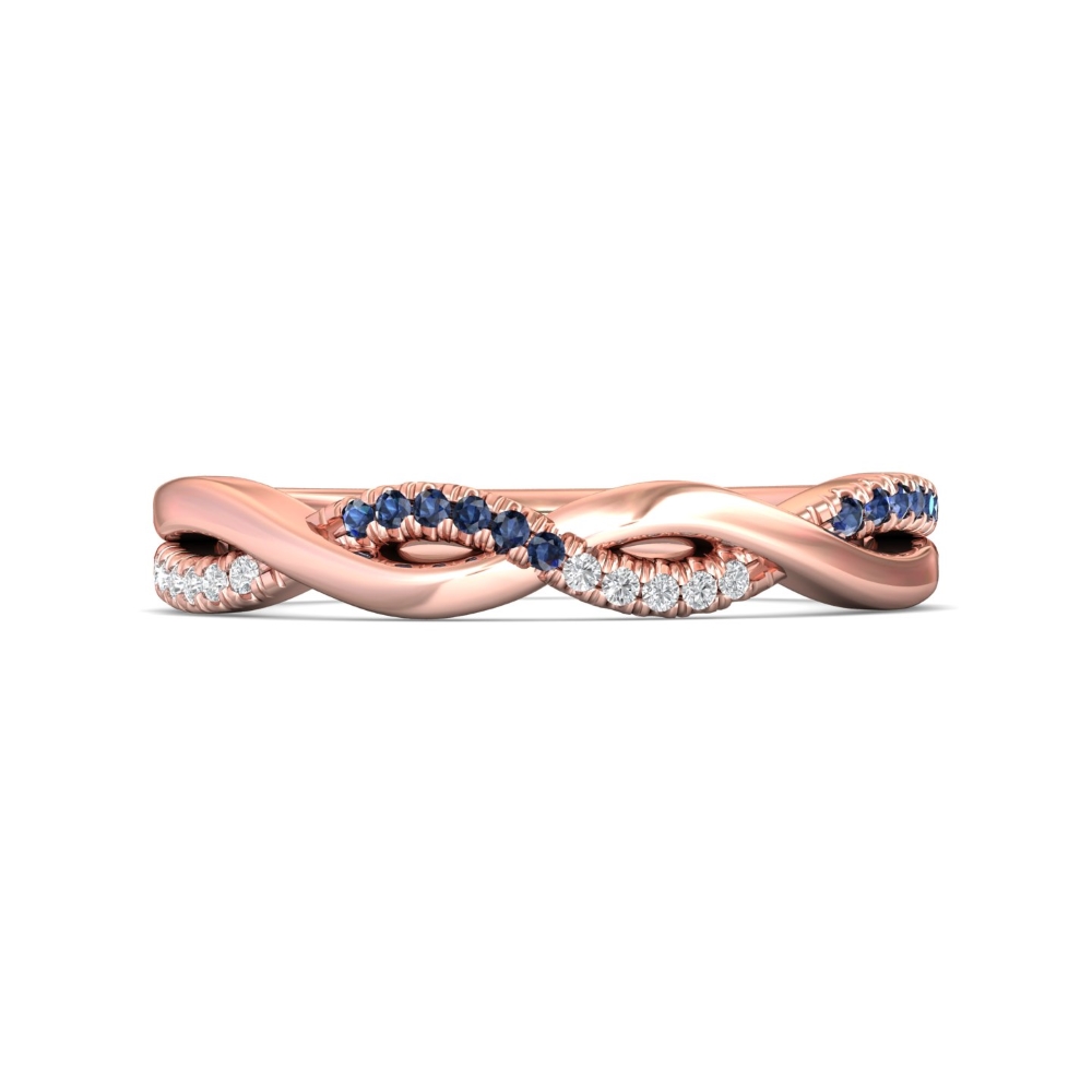 FlyerFit® 18K Pink Gold Micropave Cutdown Wedding Band