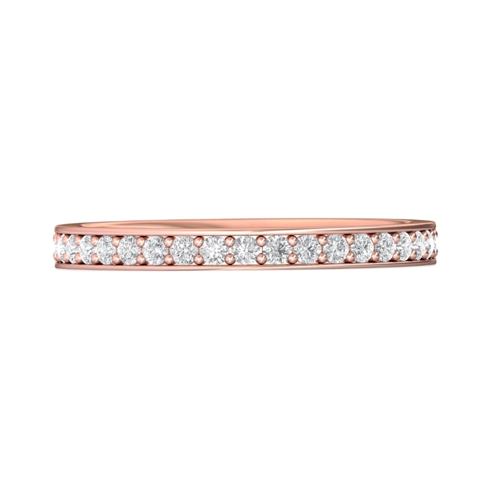 FlyerFit® 14K Pink Gold Micropave Bead Set Wedding Band