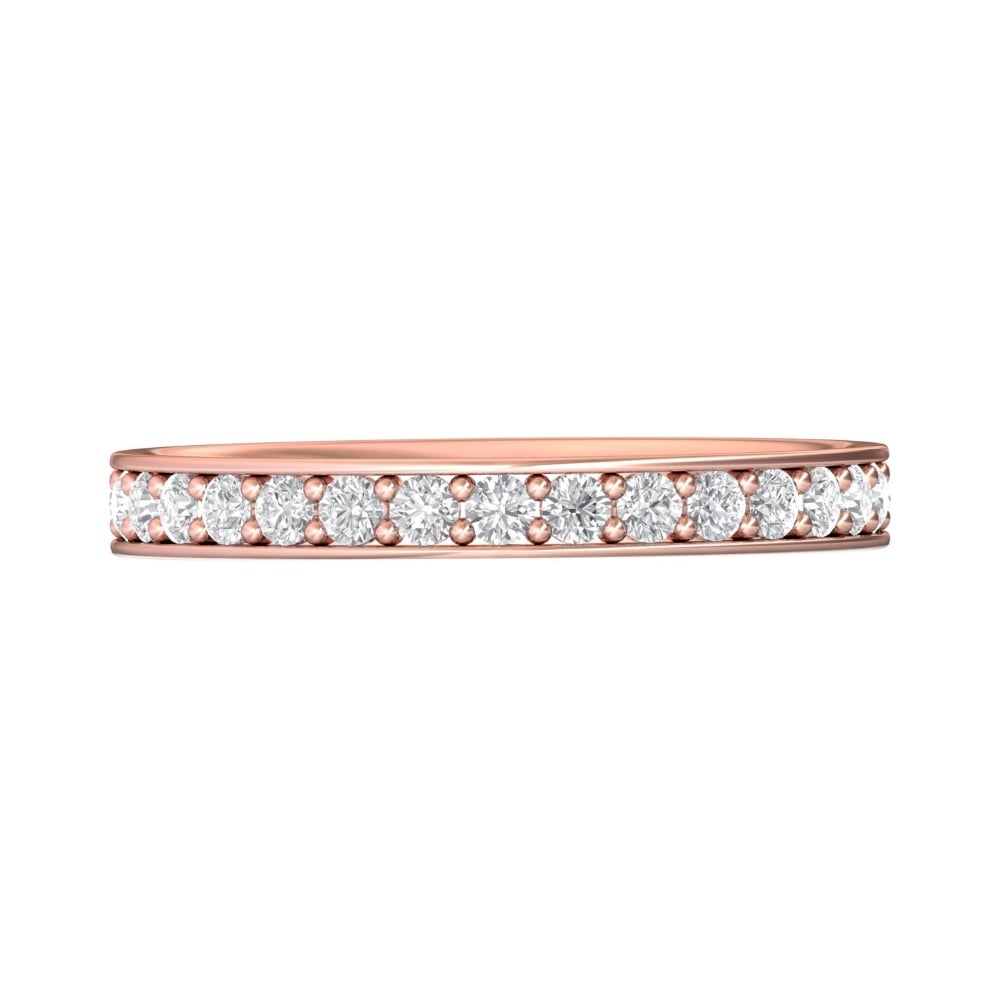 FlyerFit® 14K Pink Gold Micropave Bead Set Wedding Band