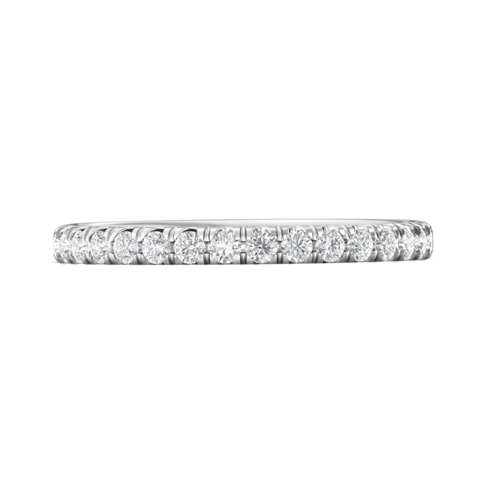 FlyerFit® 18K White Gold Micropave Cutdown Wedding Band