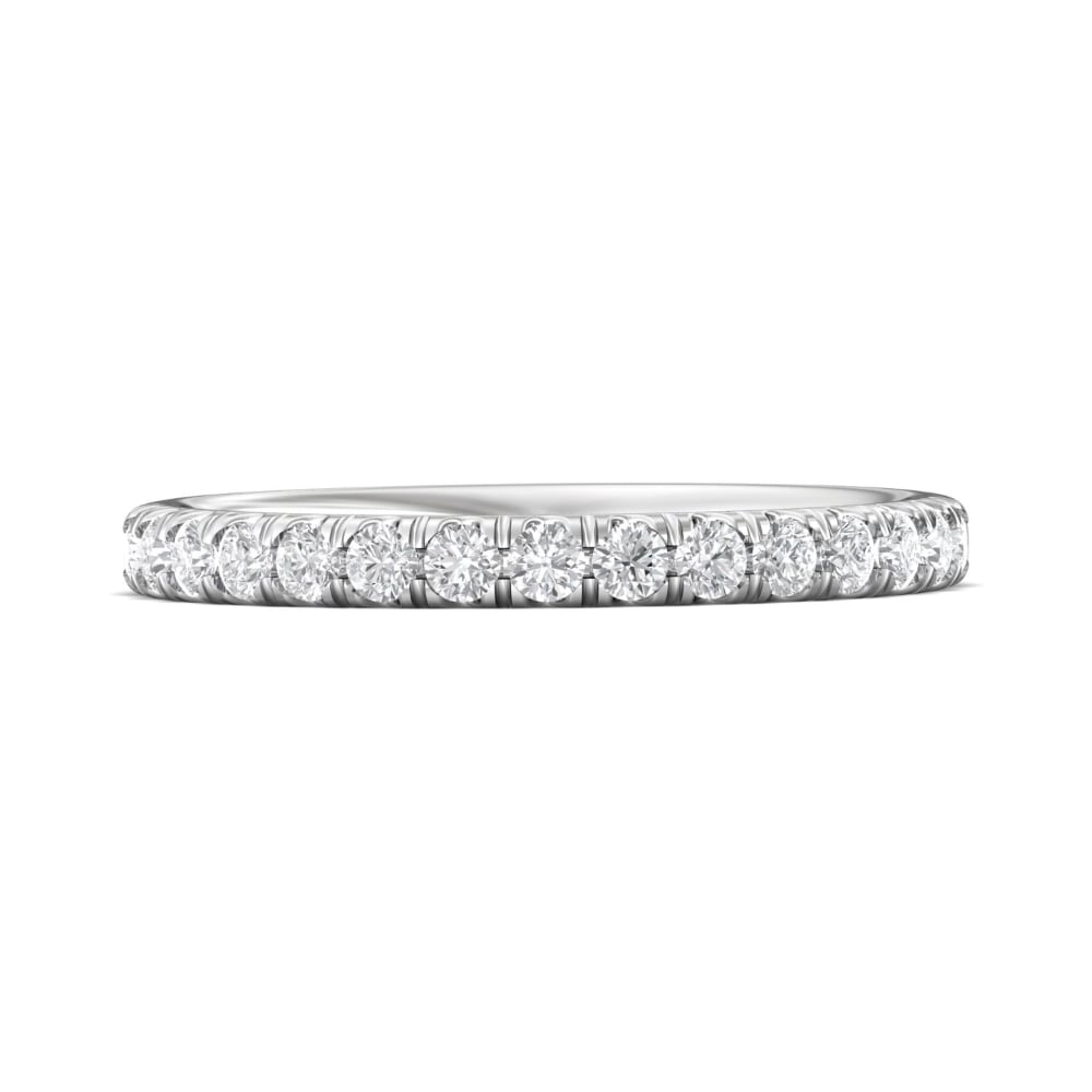 FlyerFit® 18K White Gold Micropave Cutdown Wedding Band