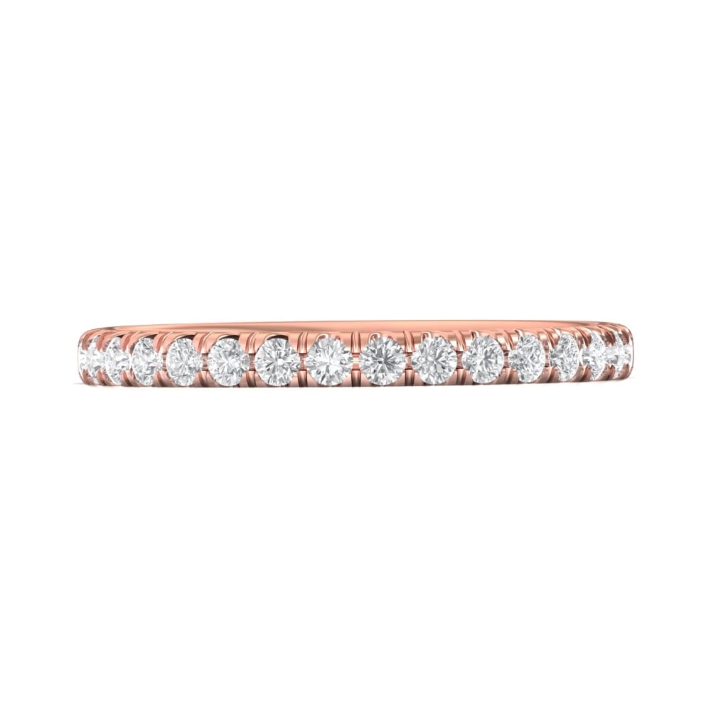 FlyerFit® 18K Pink Gold Micropave Cutdown Wedding Band