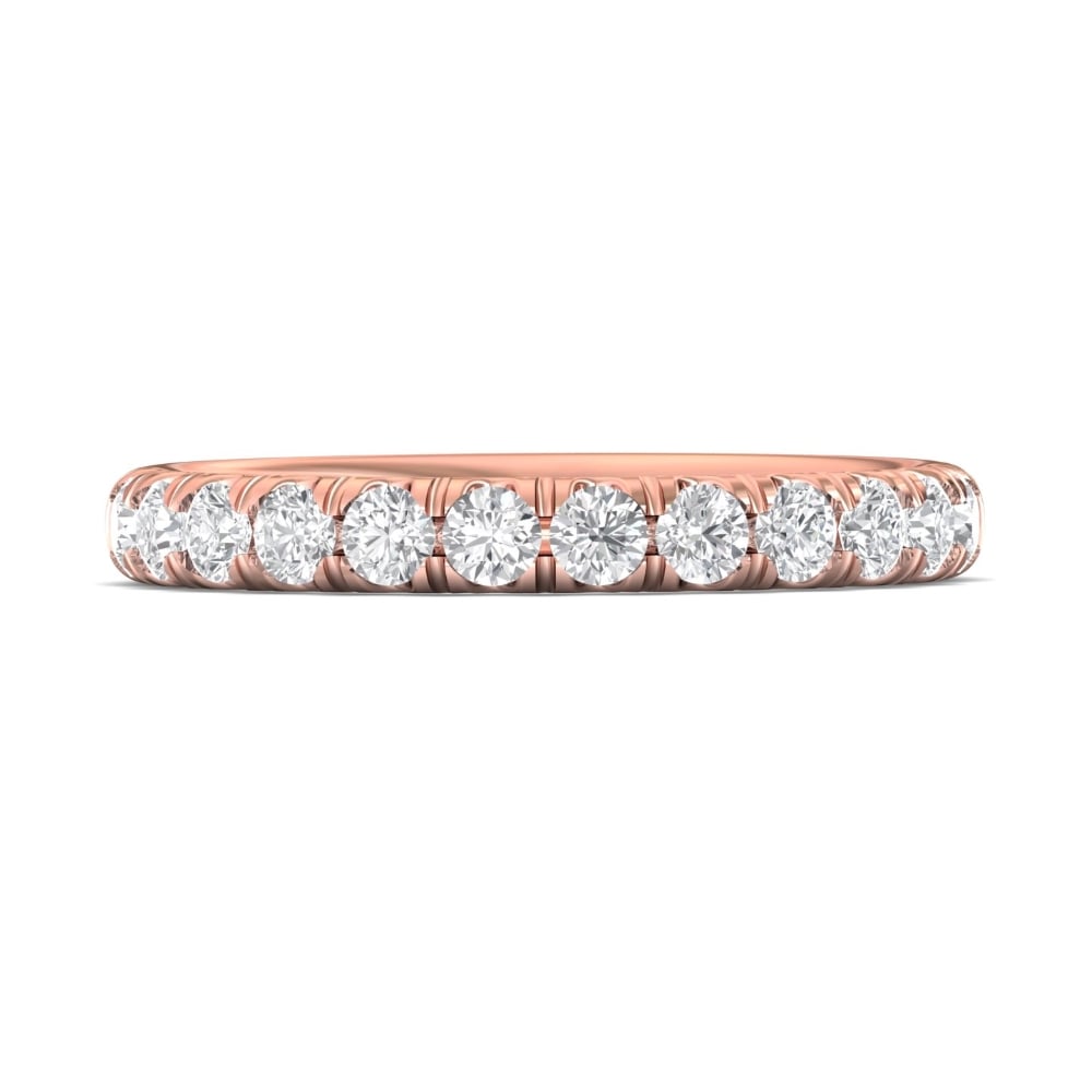 FlyerFit® 18K Pink Gold Micropave Cutdown Wedding Band