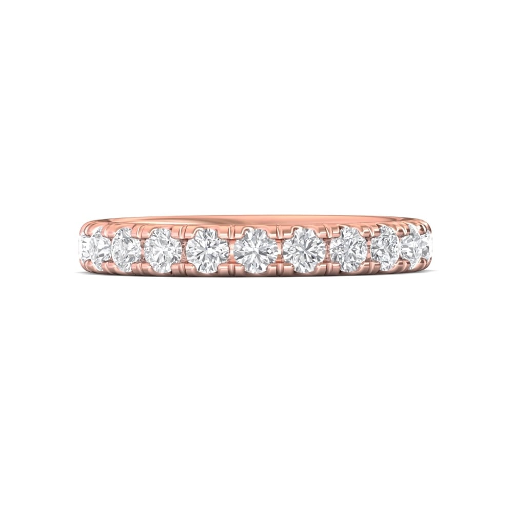 FlyerFit® 18K Pink Gold Micropave Cutdown Wedding Band