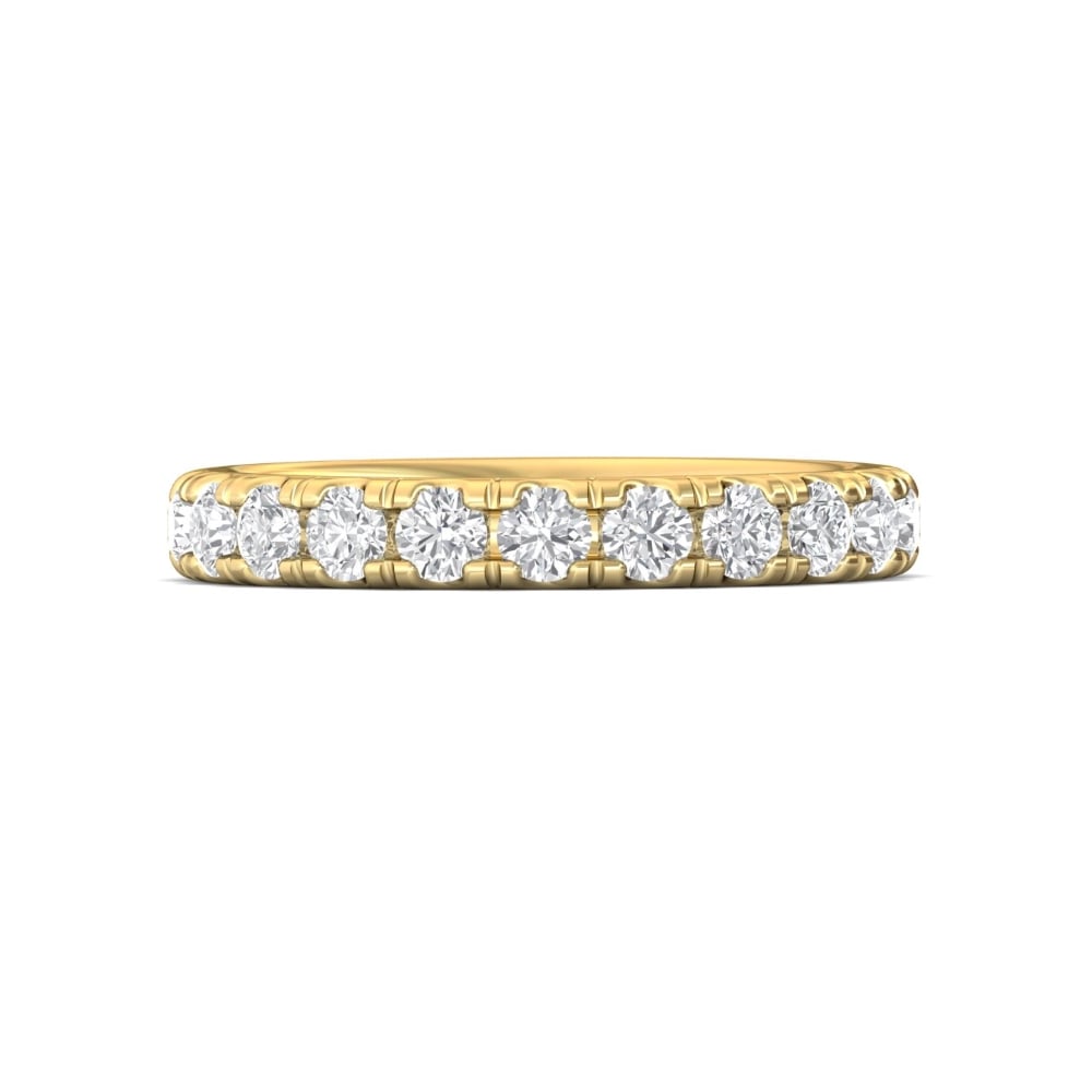 FlyerFit® 18K Yellow Gold Micropave Cutdown Wedding Band