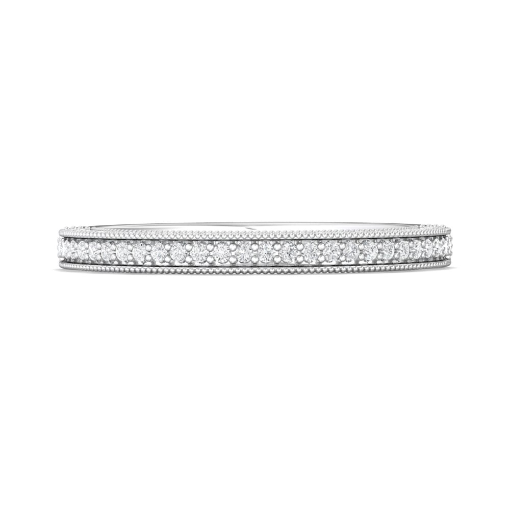 FlyerFit® 14K White Gold Micropave Bead Set Wedding Band