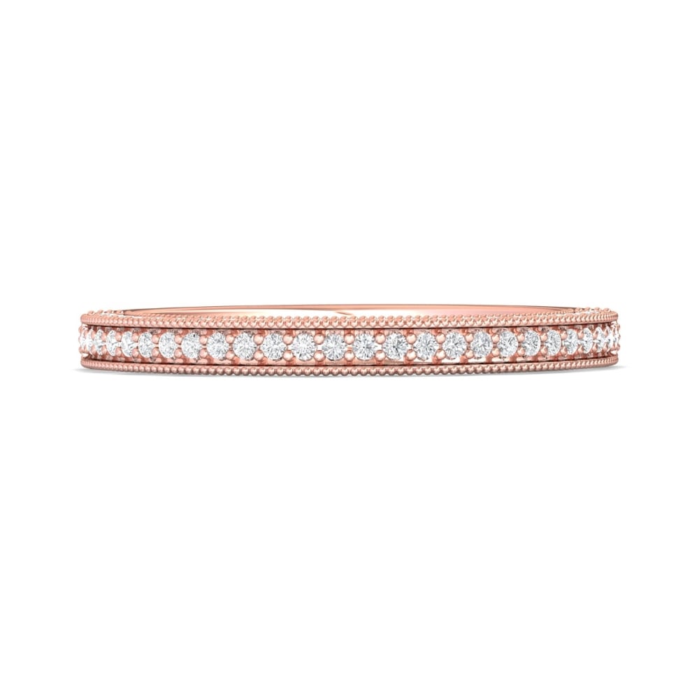 FlyerFit® 18K Pink Gold Micropave Bead Set Wedding Band