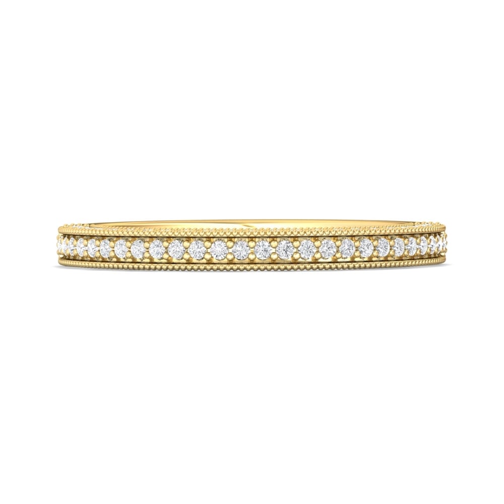 FlyerFit® 18K Yellow Gold Micropave Bead Set Wedding Band