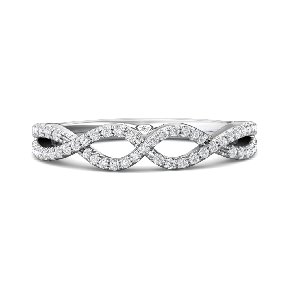 FlyerFit® 18K White Gold Micropave Cutdown Wedding Band