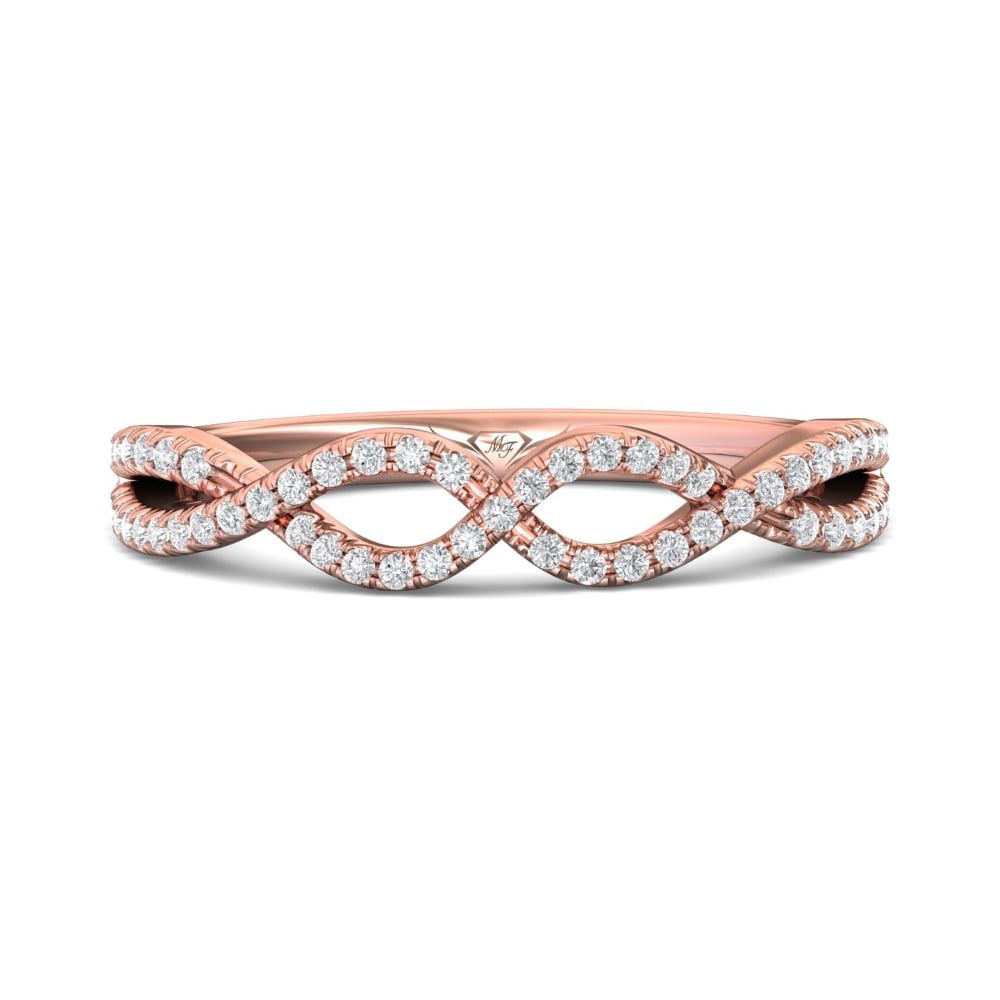 FlyerFit® 14K Pink Gold Micropave Cutdown Wedding Band