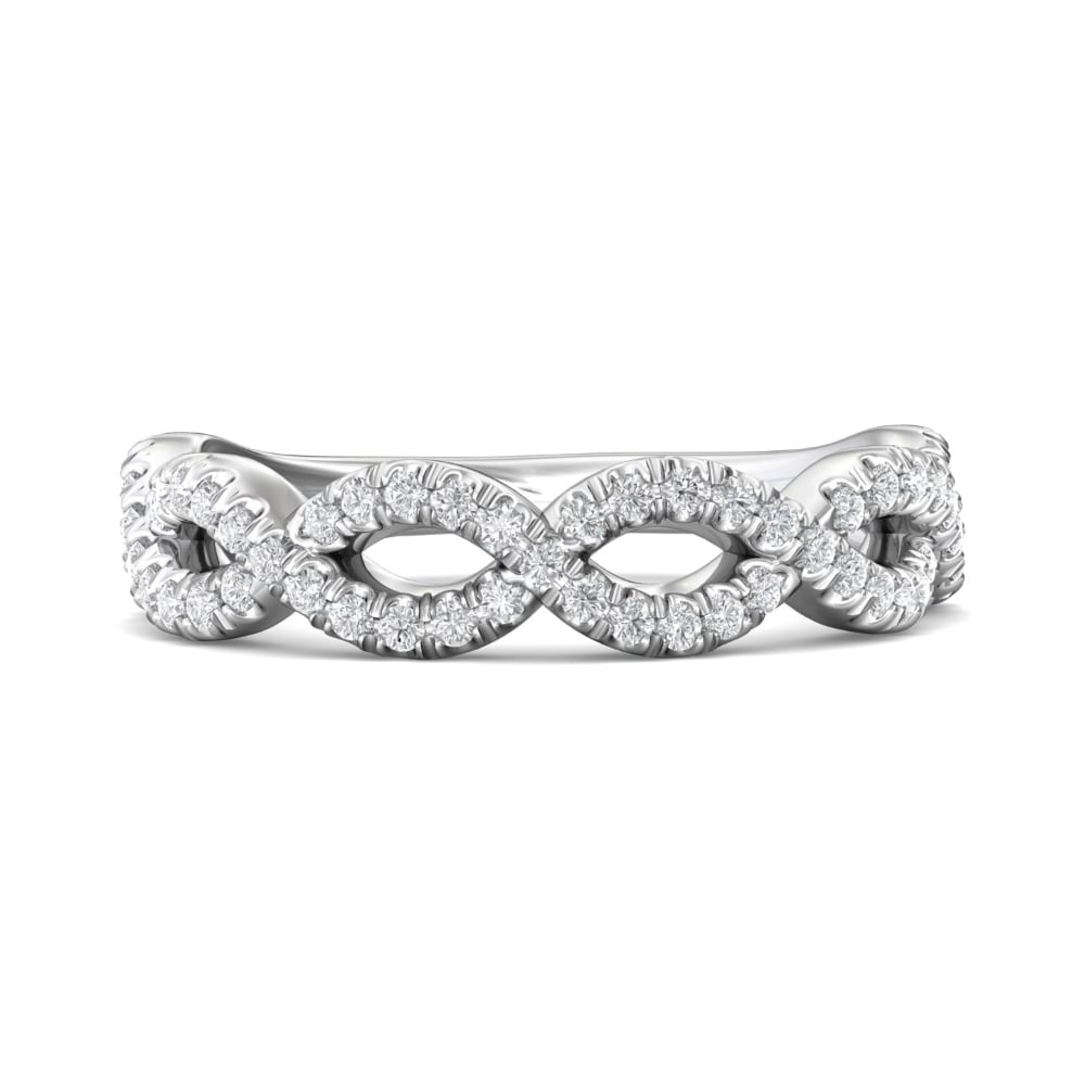 FlyerFit® 18K White Gold Micropave Cutdown Wedding Band