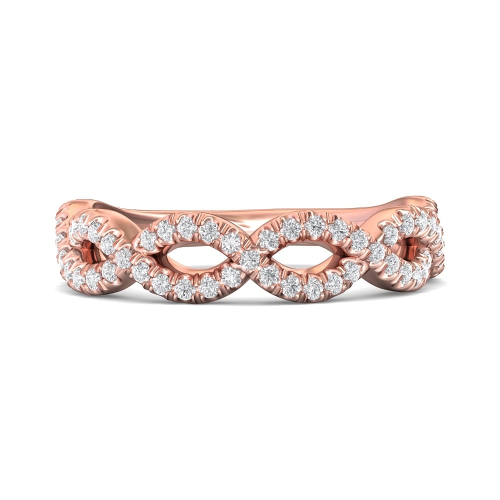 FlyerFit® 18K Pink Gold Micropave Cutdown Wedding Band