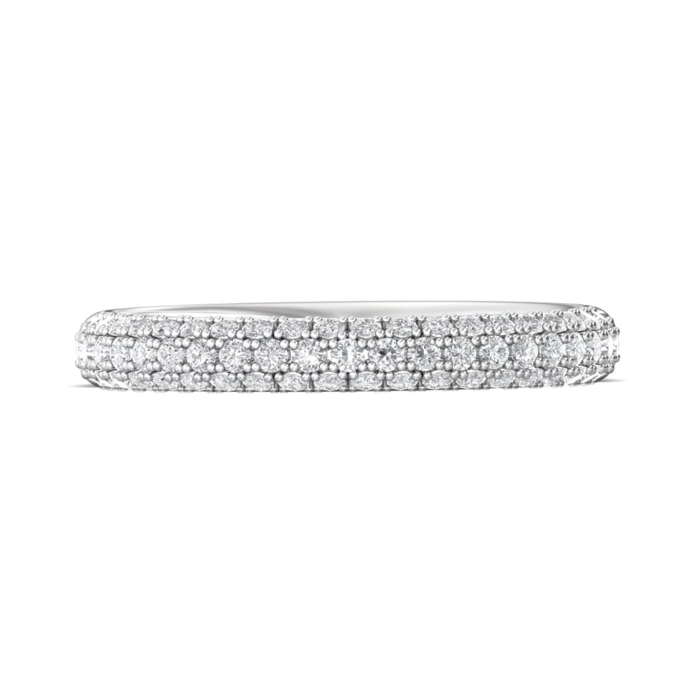 FlyerFit® 18K White Gold Micropave Wedding Band