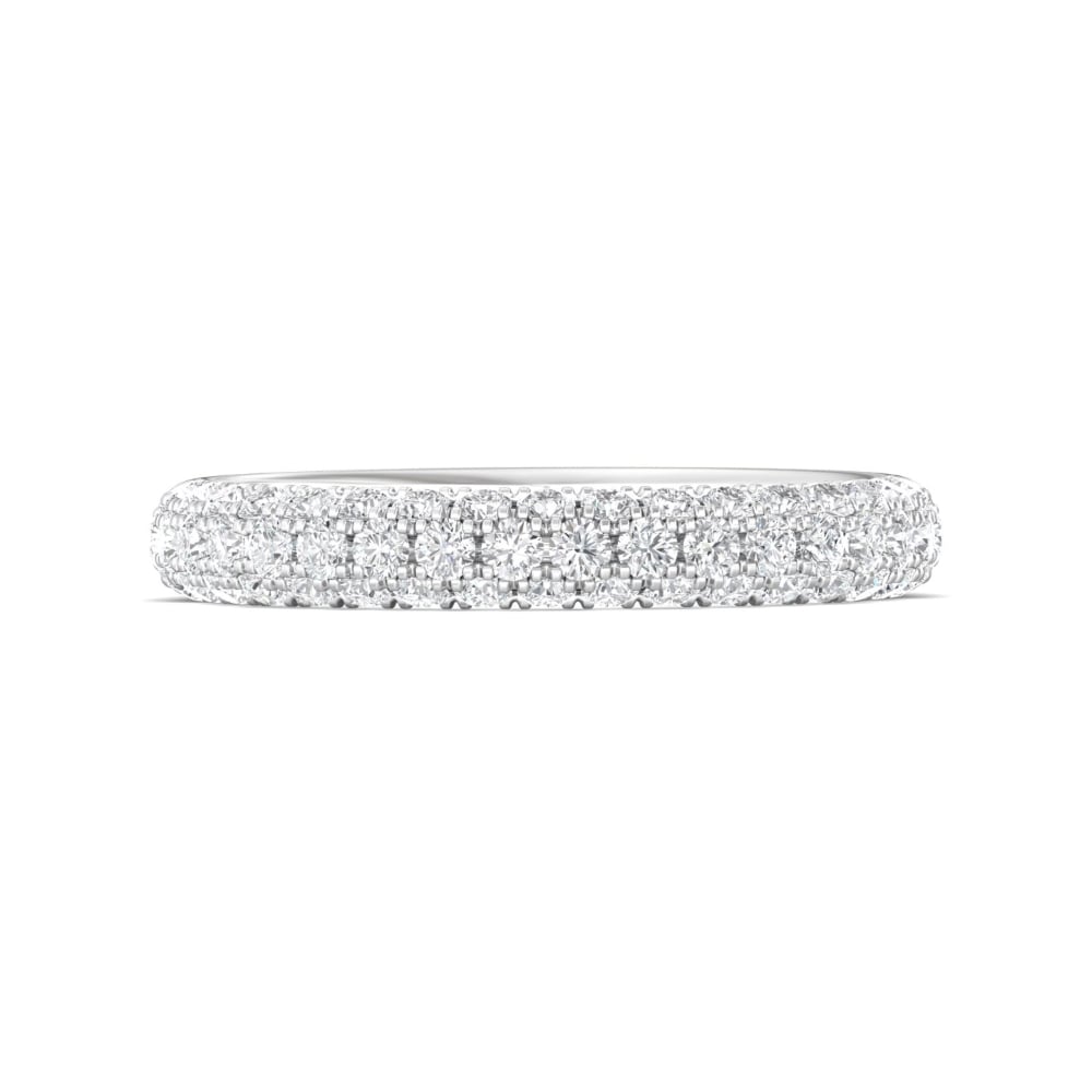 FlyerFit® 18K White Gold Micropave Wedding Band