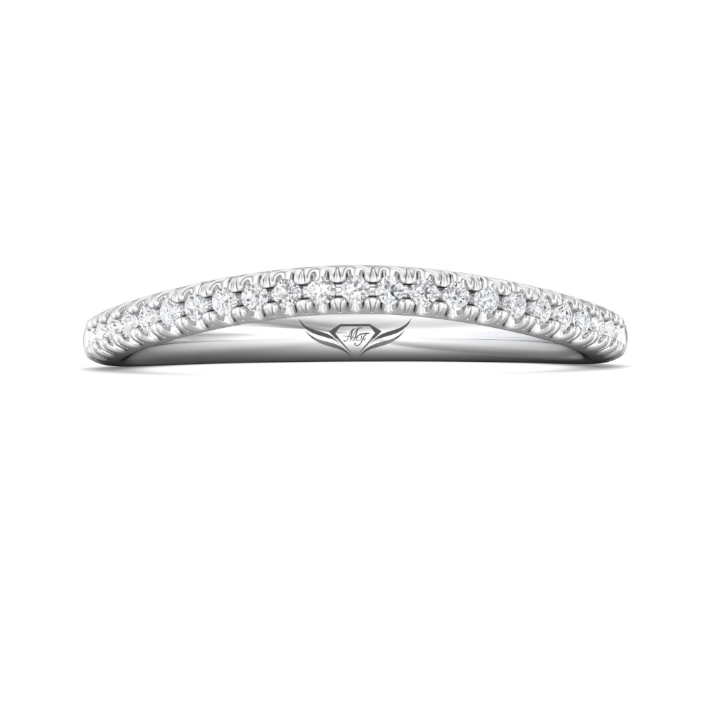 FlyerFit® 14K White Gold Micropave Cutdown Wedding Band