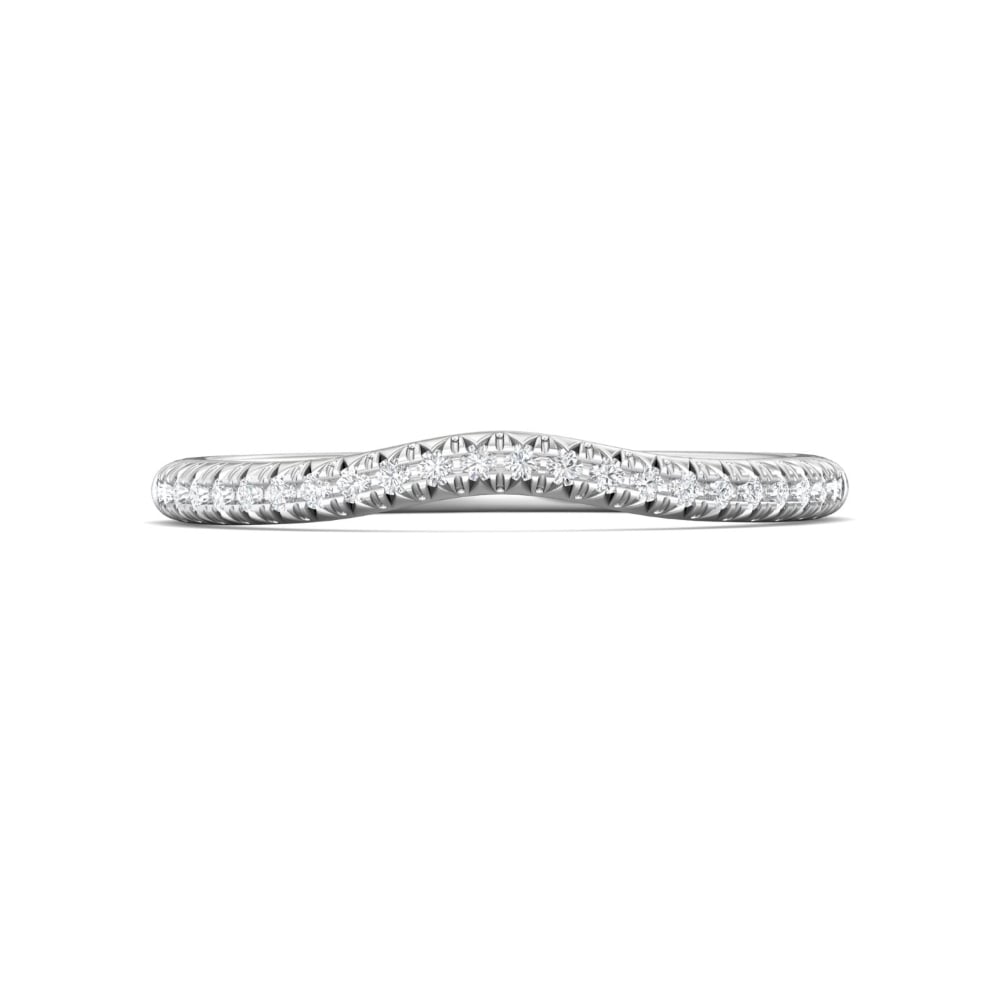 FlyerFit® 18K White Gold Micropave Cutdown Wedding Band