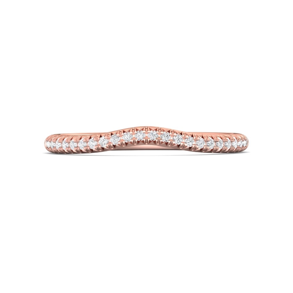 FlyerFit® 14K Pink Gold Micropave Cutdown Wedding Band