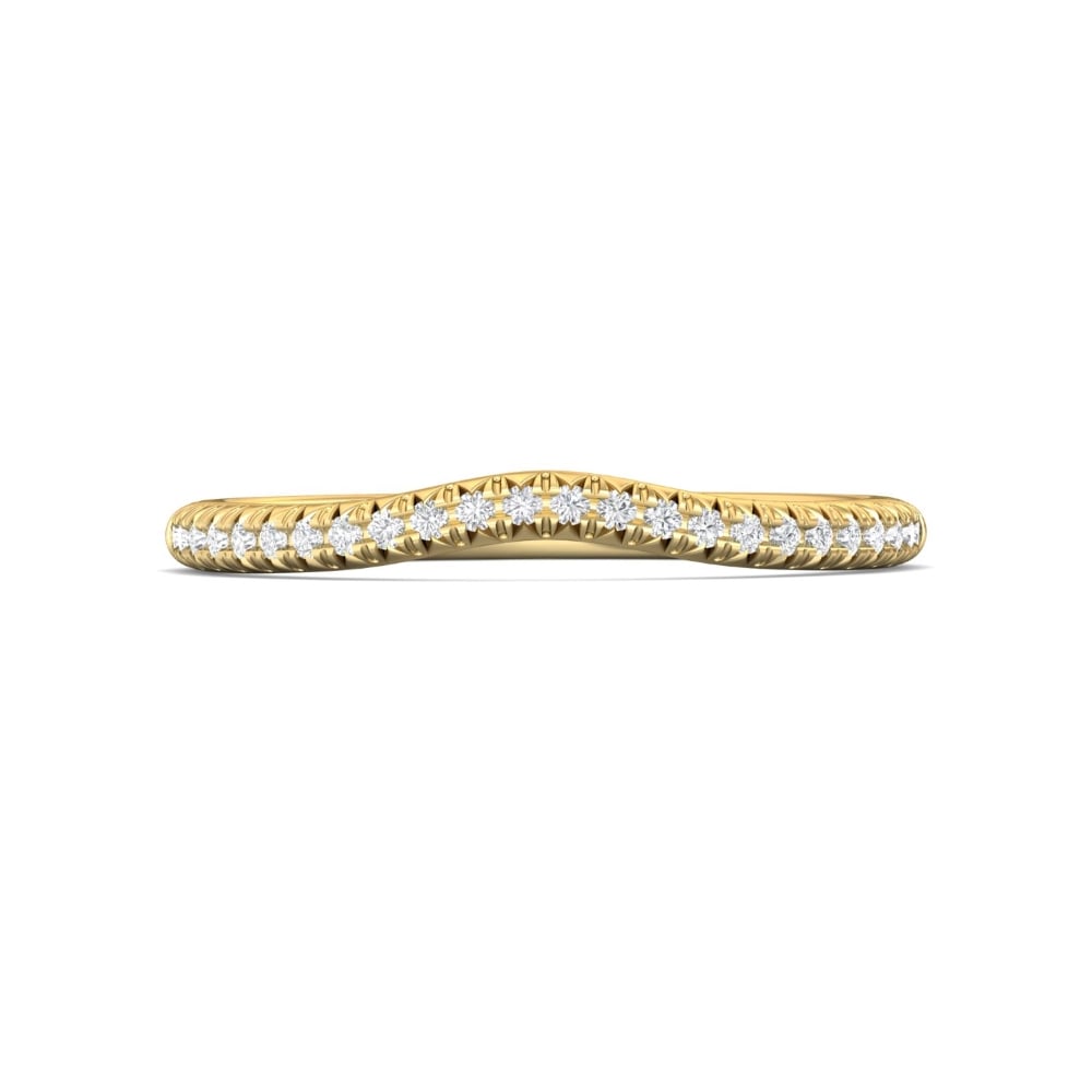 FlyerFit® 18K Yellow Gold Micropave Cutdown Wedding Band