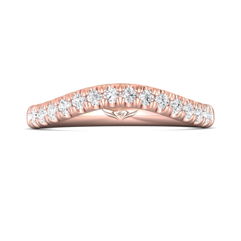 FlyerFit® 14K Pink Gold Micropave Cutdown Wedding Band