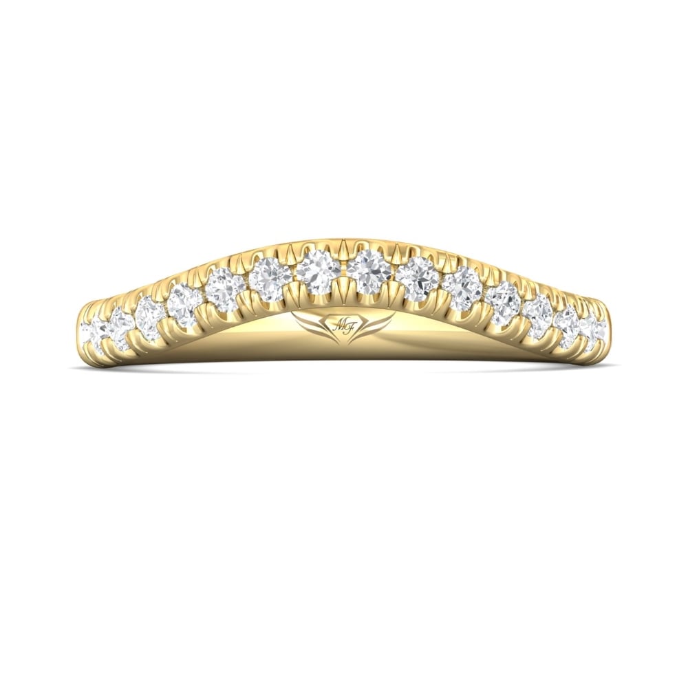 FlyerFit® 18K Yellow Gold Micropave Cutdown Wedding Band