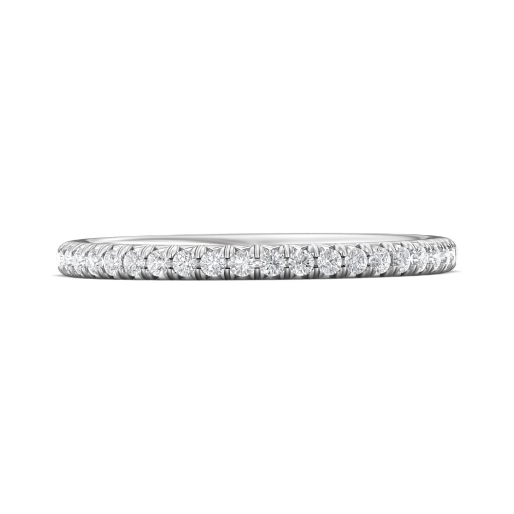 FlyerFit® 14K White Gold Micropave Cutdown Wedding Band