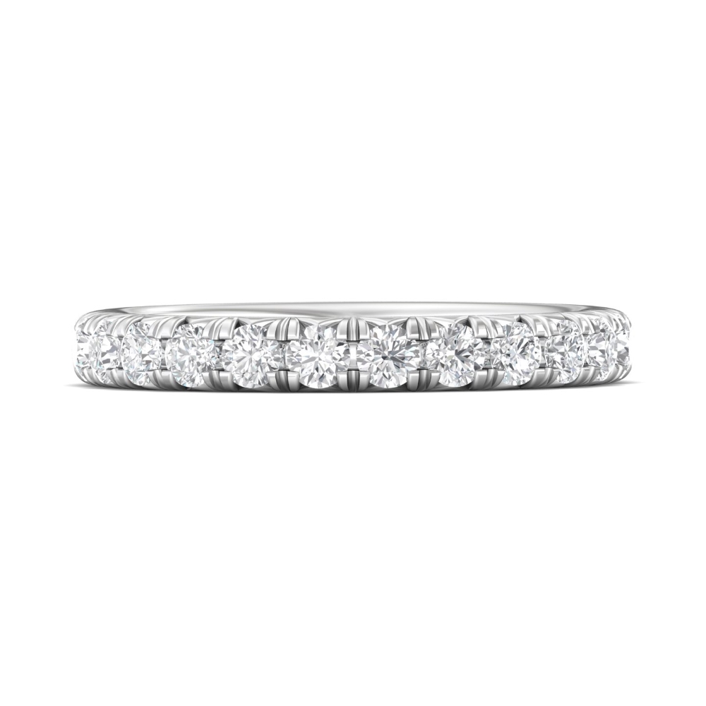 FlyerFit® 14K White Gold Micropave Cutdown Wedding Band